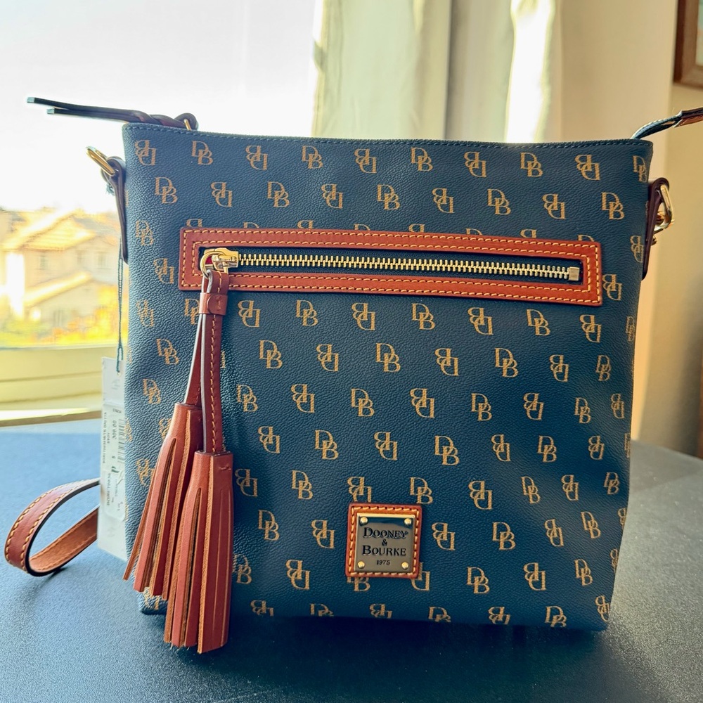 Dooney & Bourke Blue and Brown Crossbody Bag - Picture 7 of 9